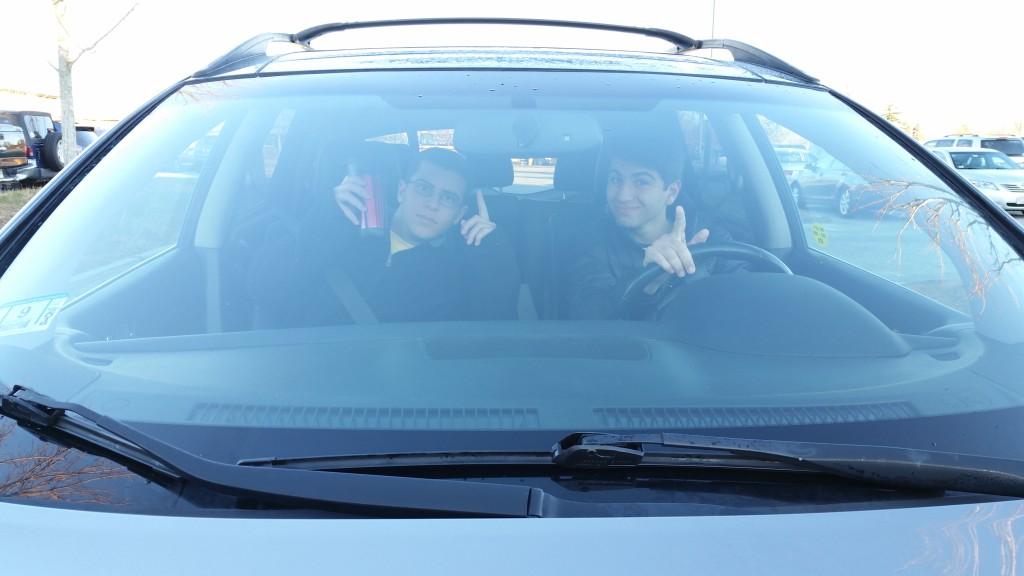 Seniors Joe Lanen (left) and Nick Gammal (right) pull into school with an exciting, positive attitude.