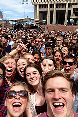 The reporter and friends at 2014 Boston Calling.