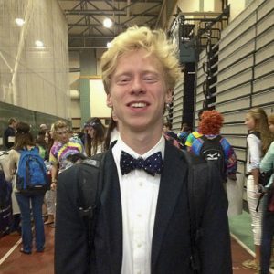 Jack Cote sports a bow tie and suits in order to show his spirit on this "preppy" day 