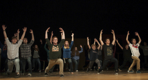 HHS Drama Club members begin rehearsal with an interpretive warm up activity before starting their work on this falls musical