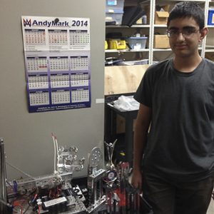 Rish Shadra, junior, is a three year member and lead programmer for the Robotics Club and is working with his team to design robots for the 2014-2015 school year. Photo by Nikolai Saporoschetz.