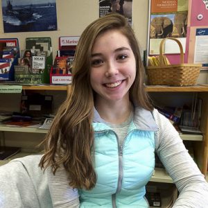 Senior Caitlyn Wilson is not stressed for upcoming midterms…she is just happy her college applications are in! Photo by Sydney Emerson