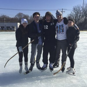 (Left to Right) Seniors at HHS Caitlyn Wilson, Michael Sullivan, Andrew Donohue, Christopher Liberta, and Jackie Thompson enjoy the new ice rink during a study. Photo by Jillian Sullivan.