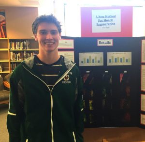 Senior at HHS Colin Staab was awarded first place at the Science fair. Photo by Jillian Sullivan. 