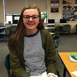 Brigid Marquedant, junior at HHS, is eager to travel outside of the country for the first time and make new friends. Photo by Victoria Esper.