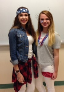 Hannah Ryan (left) and Krysta Kraieski represent the American spirit. Photo by Owen McNamara.