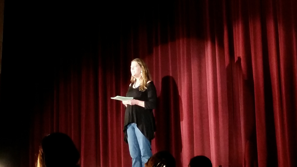The show’s director, Valerie Von Rosenvinge, giving her opening statement prior to the show’s start on opening night.