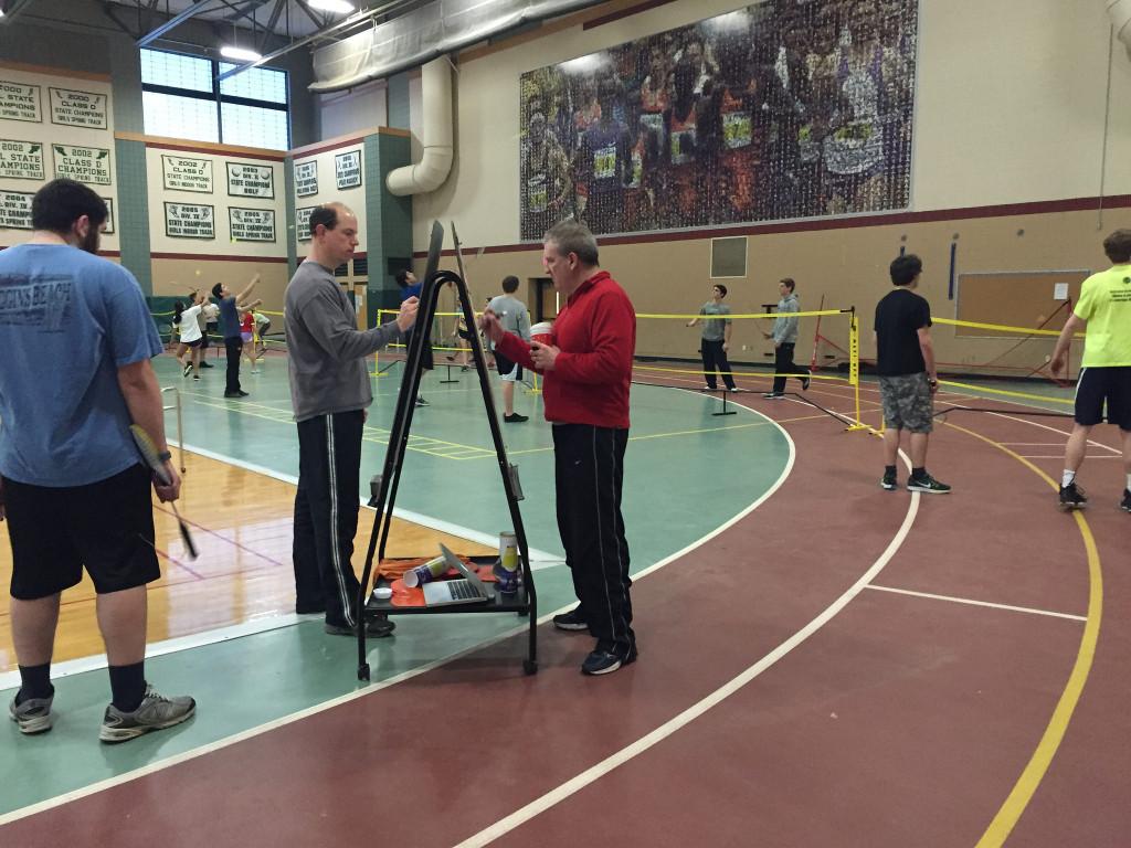 Mr. Miller and Mr. Hooker plan their classes for the day. Photo by: Julia Joshi and Brittany Power