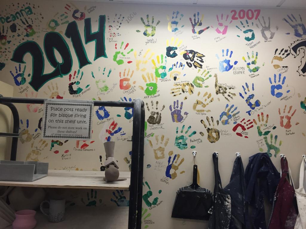 Previous students leave their mark on the room as they graduate. Photo by Allison McNulty.