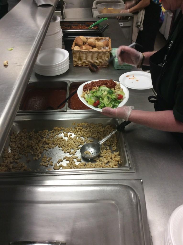 Italian style pasta and salad are served during International Week at HHS to represent the exchange students from Italy. This photo was captured during second lunch, when the meal was almost gone.