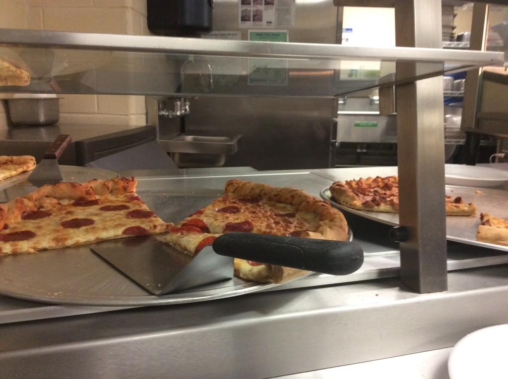 Pepperoni pizza is one of many lunch options available for purchase in the cafeteria. 
