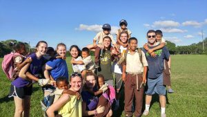 Hopkinton High school students enjoy their time at a local school playing with the Belizean students. Photo courtesy of Sammi Hersh.