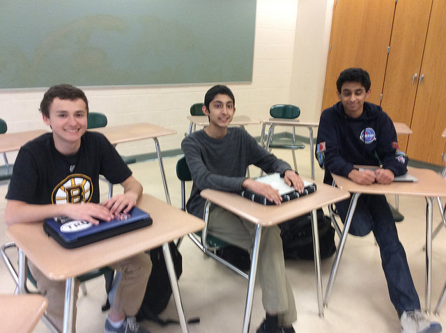 Debate Team members from left to right: Alex Wojick, Maz Ahmad,and Tazwar Ferdous.
